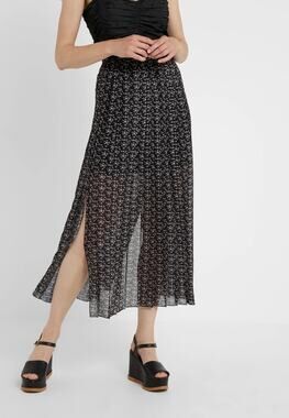 See By Chloe Semi-Sheer Slit Pleated Maxi Skirt Black Size FR 38 US 6